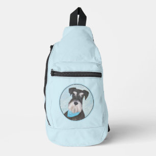 Schnauzer Schilderen Miniatuur Uncropped Pet Dog A Sling Bag