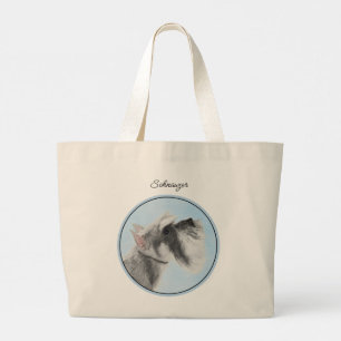 Schnauzer Schilderij Reusachtige Standaard Gecropt Grote Tote Bag