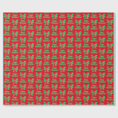 Schnauzer Silhouette Cute Kersthond en Bow Red Cadeaupapier (Vlak)