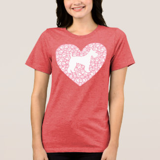 Schnauzer Silhouette Heart Paws Adorable Tri-Blend Shirt