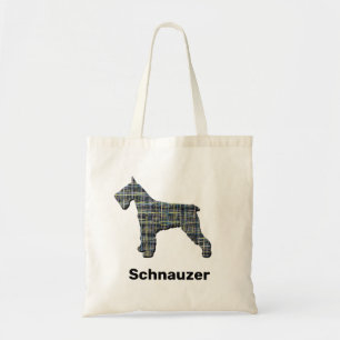 Schnauzer Silhouette Yellow & Black Grid Canvas ta Tote Bag