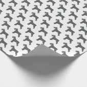 Schnauzer Silhouette Yellow & Black Grid Wrapping Cadeaupapier (Hoek)