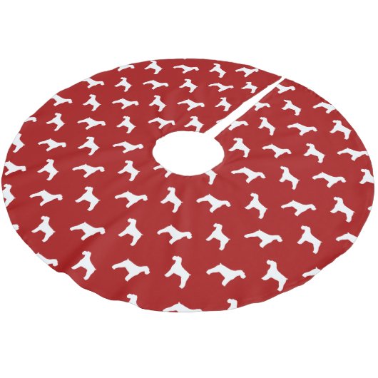 Schnauzer Silhouetten Patroon Rood Kerstboom Rok (Gekanteld)
