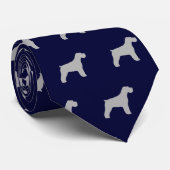 Schnauzer Silhouettes Pattern Blue en Grey Stropdas (Opgerold)