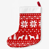 Schnauzer Silhouettes Red en White Pattern Cute Kleine Kerstsok (Achterkant)