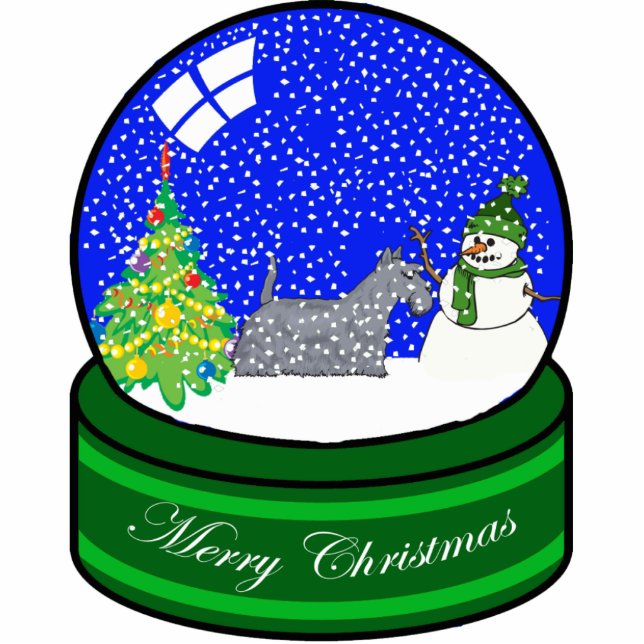 schnauzer-sneeuwwereldbol fotobeeldje ornament (Voorkant)