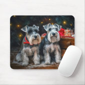 Schnauzer Snowy Sleigh Kerstdecoratie Muismat (Met muis)