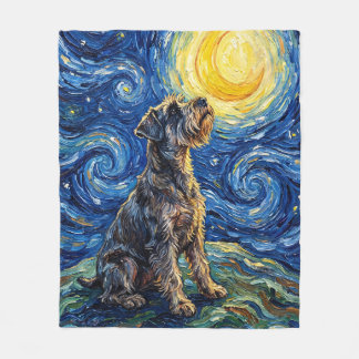 Schnauzer Starry Night Schilderij Fleece Deken