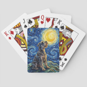 Schnauzer Starry Night Schilderij Pokerkaarten