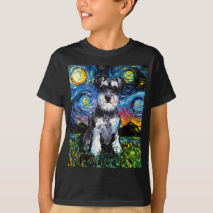 Schnauzer Sterrennacht Impressionist Dog Art van A T-shirt
