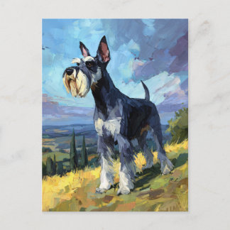 Schnauzer Sunlit Countryside Landscape Art Briefkaart
