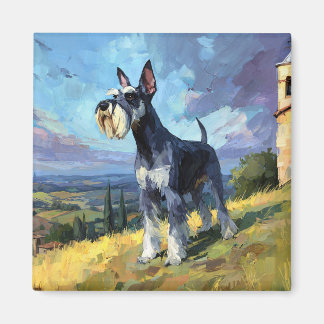 Schnauzer Sunlit Countryside Landscape Art Magneet
