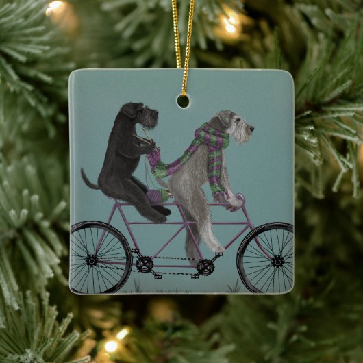 Schnauzer Tandem Keramisch Ornament (Boom)