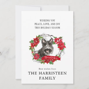 Schnauzer Terrier Zwart Waterverf Kerst Feestdagenkaart