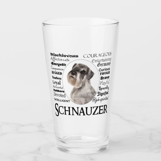 Schnauzer Traits Tumbler en verre (Devant)