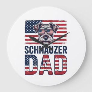 Schnauzer vader patriottische vintage hond grote klok