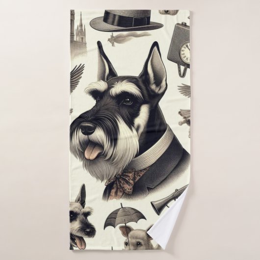 Schnauzer vintage sans joint (Serviette de bain)