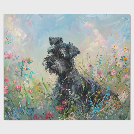 Schnauzer Wildflower Decoupage Cadeaupapier (Vlak)