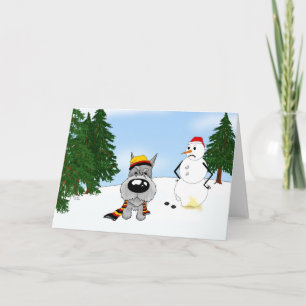 Schnauzer Winter Scene Feestdagen Kaart