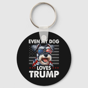 Schnauzer Zelfs mijn hond houdt van Trump Grappig Sleutelhanger