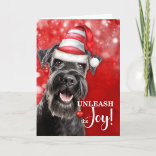 Schnauzerhond Laat de vreugde los Kerstmis Feestdagen Kaart