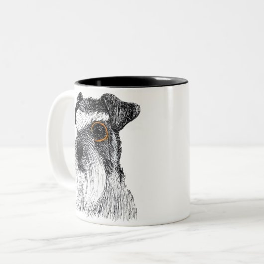 schnauzermonocle tweekleurige koffiemok (Voorkant links)