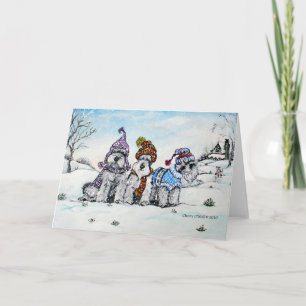 Schnauzers in de winter feestdagen kaart
