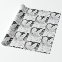 Schnee-Eule im Flug unterm Sternenhimmel Cadeaupapier