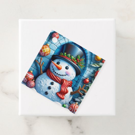 Schneemann mit Weihnachtsdeko - Bedankjes Labels (In situ)