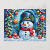Schneemann mit Weihnachtsdeko - Briefkaart (Voorkant)