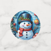 Schneemann mit Weihnachtsdeko -  Confetti (Kleine voorkant)