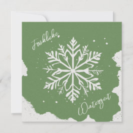 Schneestern auf grünem Hintergrund - Prägeoptik