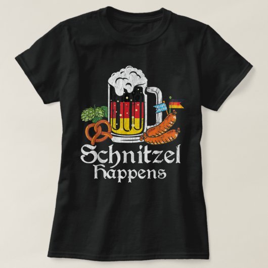 Schnitzel Happens Prost Beer German Flag Oktoberfe T-shirt (Design voorkant)