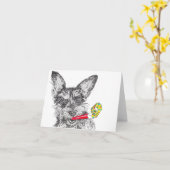 Schnoodle Chien avec souffleur de fête Carte de no (Fleur jaune)