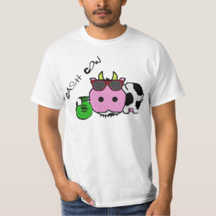 Schnozzle Cow Cash Cow Cartoon met Money Bag T-shirt
