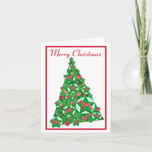 Schnuazer Chien Silhouette Arbre de Noël Carte bla (Devant)
