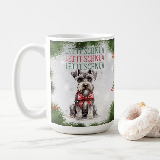 Schnuazer Funny Chien Pun de Noël Café Mug (Avec donut)