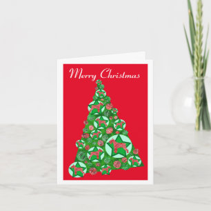 Schnuazer Hond Silhouet Kerstboom Rood Kaart