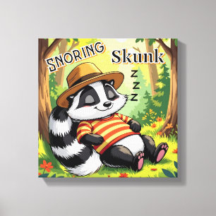 Schnurkende Stinkdier Mooie Cartoon Kinderkamer Canvas Afdruk