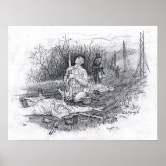 Schoctuur in witte marmer poster