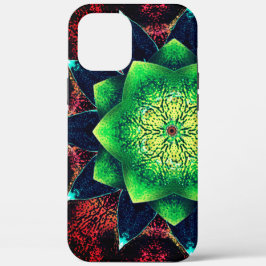 Schoen en roestgroene virtuele bloem op koraal iPhone 12 pro max hoesje