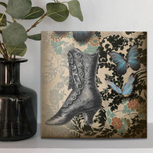 schoen van steampunk floral butterfly Victoriaans Tegeltje