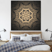 Schoenafdrukken in het Zand Mandala Canvas Afdruk (Insitu (Slaapkamer))