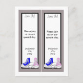 Schoenen Blauw/Roze Bewaar de datum Bladwijzer Aankondigingskaart (Voorkant)