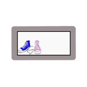 Schoenen Blauw/Roze Bruiloft Mailing Adres Etiket