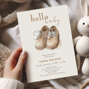 Schoenen Boho Minimalist Boy Baby shower Kaart