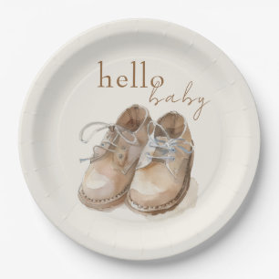 Schoenen Boho Minimalist Boy Baby shower Papieren Bordje