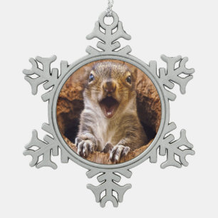 Schoenen eekhoorn tin sneeuwvlok ornament