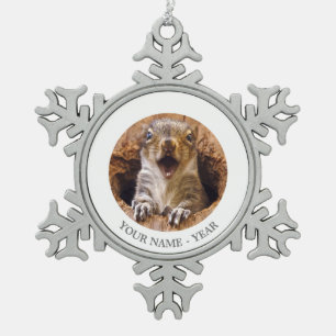 Schoenen eekhoorn tin sneeuwvlok ornament