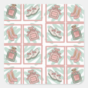 Schoenen en Fun Squares Schoenenliefhebbers Pastel Vierkante Sticker
